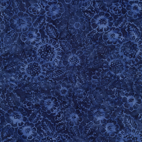 Timeless Treasures Fabrics Bluebell Tonga Batiks Denim Aster Floral