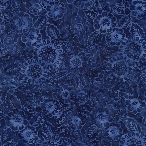Timeless Treasures Fabrics Bluebell Tonga Batiks Denim Aster Floral