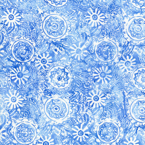 Timeless Treasures Fabrics Bluebell Tonga Batiks Powder Medallions