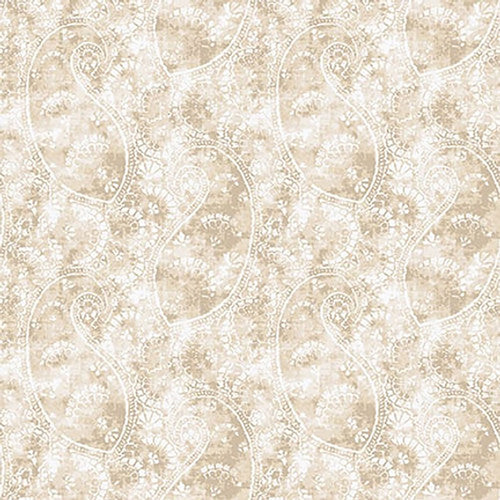 Blank Quilting Fabric Purely Neutral Ivory Paisley