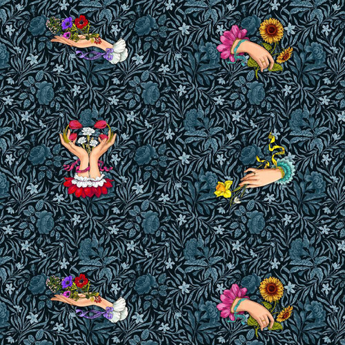 FreeSpirit Fabrics Language of Flowers by Odile Bailloeul Noir Black Say It With Flowers