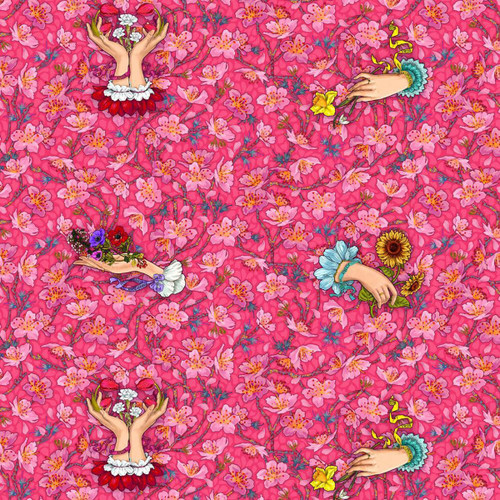 FreeSpirit Fabrics Language of Flowers by Odile Bailloeul Rose Pink Say It With Flowers