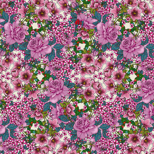 FreeSpirit Fabrics Language of Flowers 108 inch wide Quilt Back Odile Bailloeul Pergola Cream