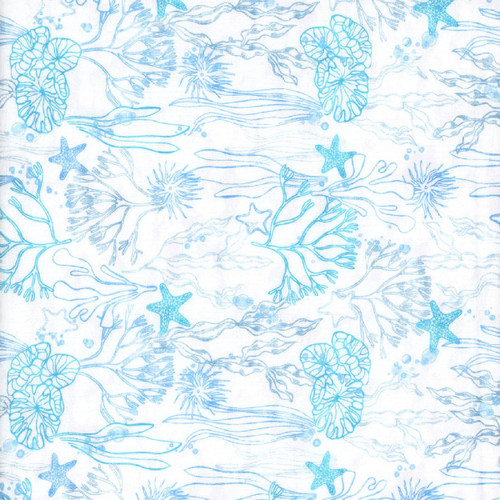 Windham Fabrics Deep Sea Mist Flowers of the Sea