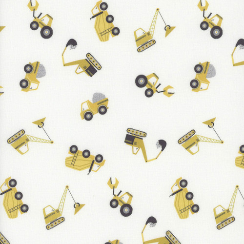 Dear Stella Fabrics Dig It White Heavy Metal