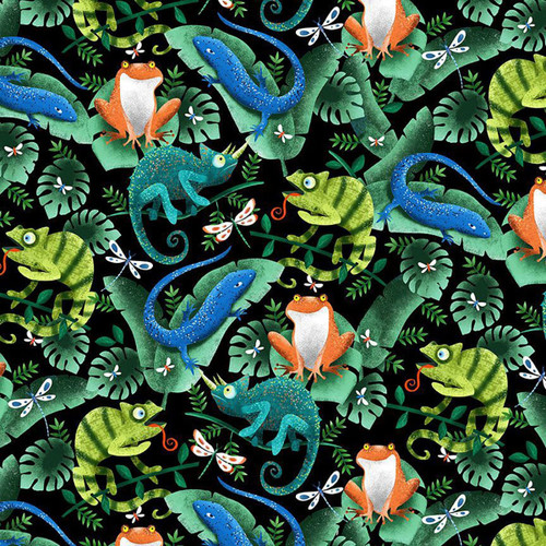 Timeless Treasures Fabrics Lizards Forest Tropical Creature