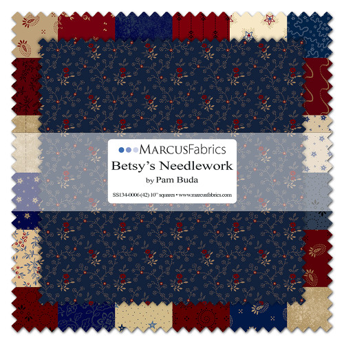 Marcus Fabrics Betsy's Needlework Pam Buda Layer Cake 10 Inch Squares