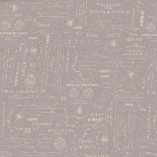 Marcus Fabrics Summer House Dawn Hesse Grey Bee Script