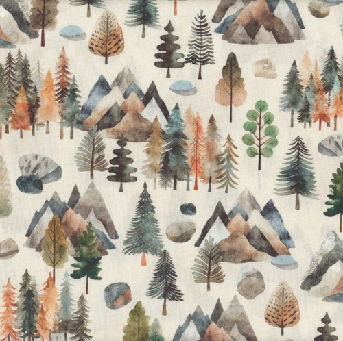 Quilting Treasures Fabrics Big Foot by Dan Morris Cream Pine Trees