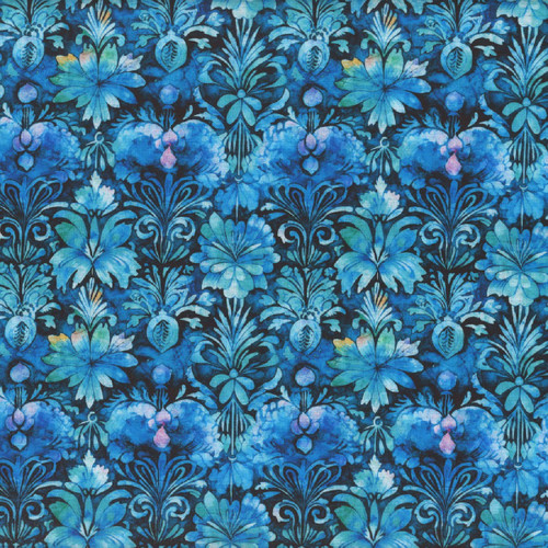 Quilting Treasures Fabrics Fantasia Turquoise Blue Green Decorative Floral