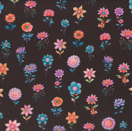 Quilting Treasures Fabrics Spring Bling by Dan Morris Black Flower Stems