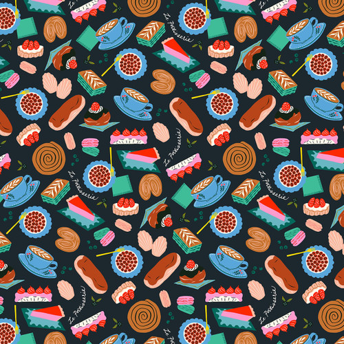 Dear Stella Fabrics Springtime in Paris by Faye Guanipa Coal Boulangerie
