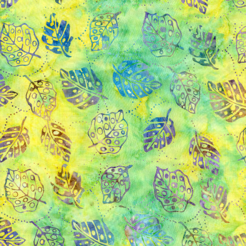 Timeless Treasures Fabrics Bahamas Tonga Batiks Wasabi Monstera Leaves