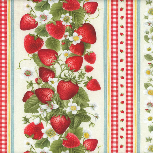 Timeless Treasures Fabrics Berry Sweet by Chong A Hwang Cream Sweet Berry 11 Inch Stripe