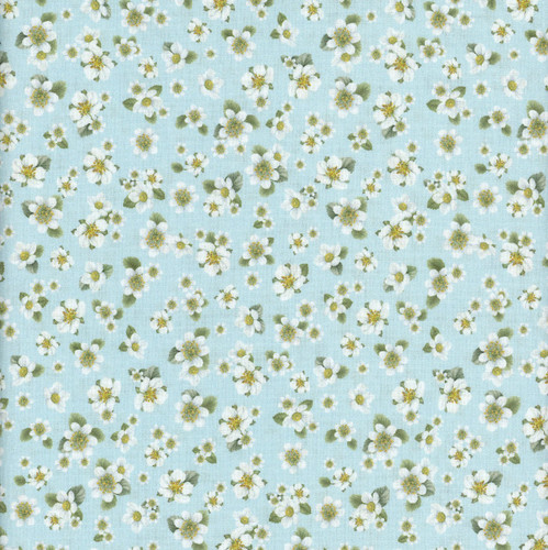 Timeless Treasures Fabrics Berry Sweet by Chong A Hwang Sky Strawberry Blossoms