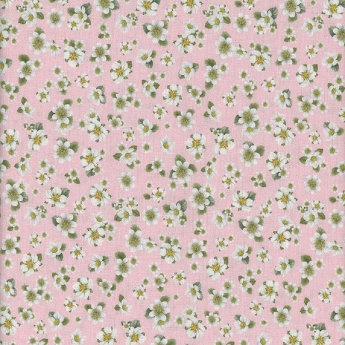 Timeless Treasures Fabrics Berry Sweet by Chong A Hwang Pink Strawberry Blossoms