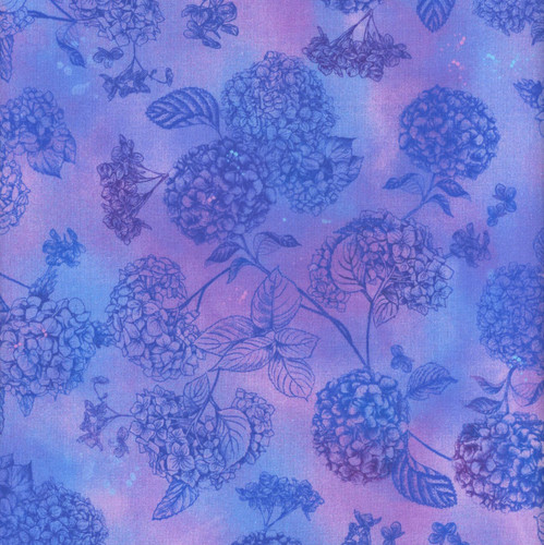 Timeless Treasures Fabrics Midnight Blooms Dream Hydrangea Toile
