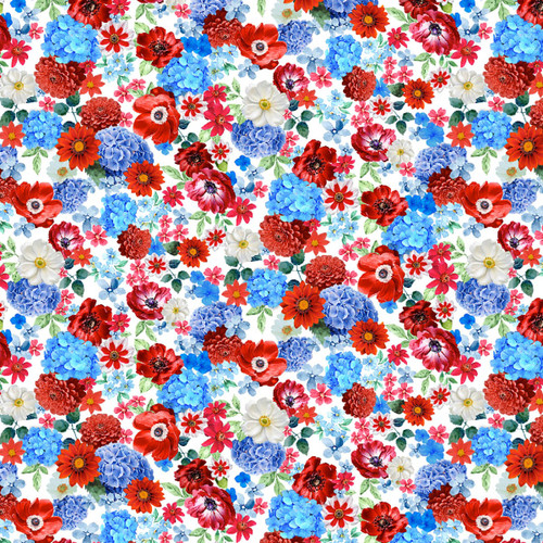 Timeless Treasures Fabrics Stars and Stripes USA Small Patriotic Floral