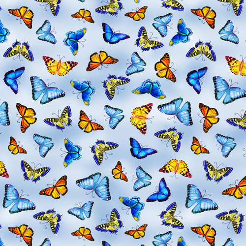 Timeless Treasures Fabrics Faith Sky Tossed Butterflies
