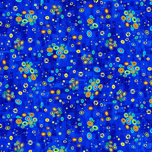 Timeless Treasures Fabrics Gilded Plume by Chong A Hwang Royal Floating Circle Met