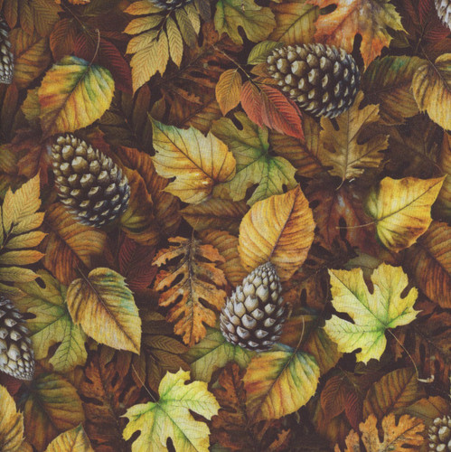 Timeless Treasures Fabrics Woodland Retreat Autumn Autumn Packed Fall Leaves