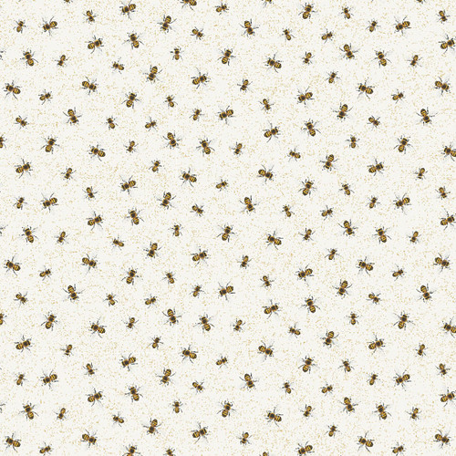 Timeless Treasures Fabrics Bee and Bee Kind by Chong A Hwang Cream Flying Bees