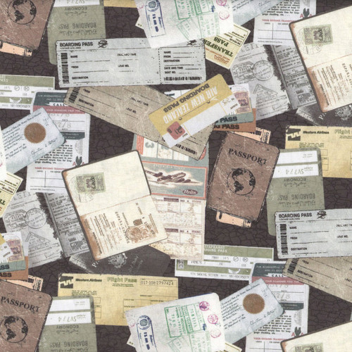 Clothworks Fabrics Explore by Dan DiPaolo Gray Travel Collage