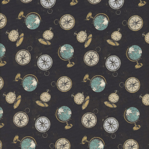 Clothworks Fabrics Explore by Dan DiPaolo Black Time Zones