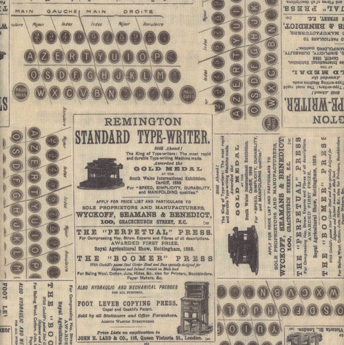 Free Spirit Fabrics Palette Neutral by Tim Holtz Eclectic Elements Neutral Typewriter Neutral