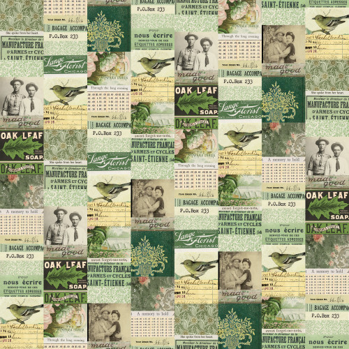 Free Spirit Fabrics Palette Green by Tim Holtz Eclectic Elements Green Collage Green