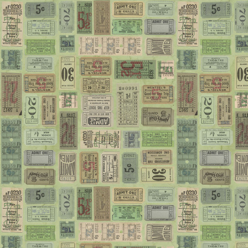 Free Spirit Fabrics Palette Green by Tim Holtz Eclectic Elements Green Tickets Green