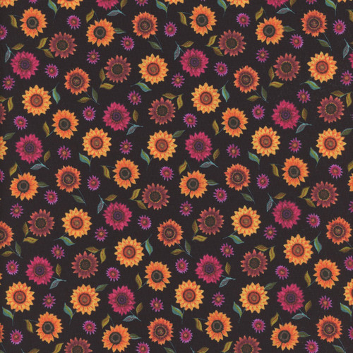 Elizabeth's Studios Fabrics For The Love Of Sunflowers Black Small Flowers