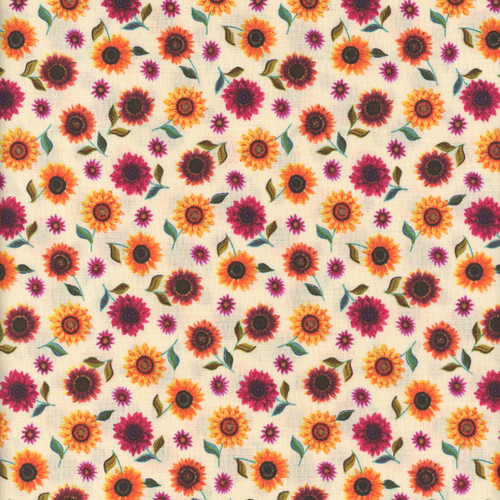 Elizabeth's Studios Fabrics For The Love Of Sunflowers Cream Small Flowers