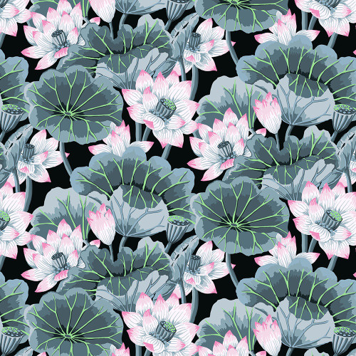 Free Spirit Fabrics Kaffe Fassett Collective August 2023 by Kaffe Fassett Lake Blossoms Contrast