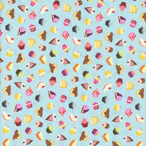 Clothworks Fabrics Celebrate! Aqa Blue Party Desserts Birthday Cakes