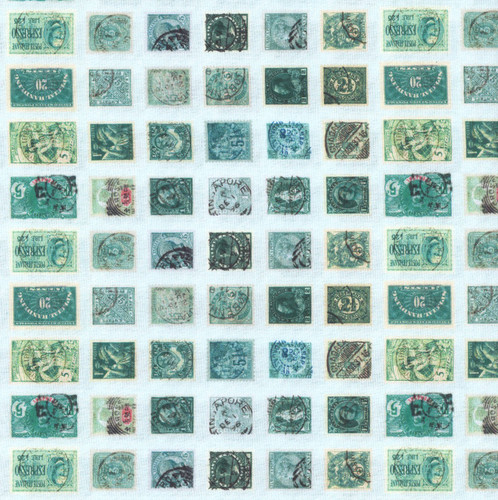 FreeSpirit Fabrics Teal Palette by Tim Holtz Teal Blue Stamps