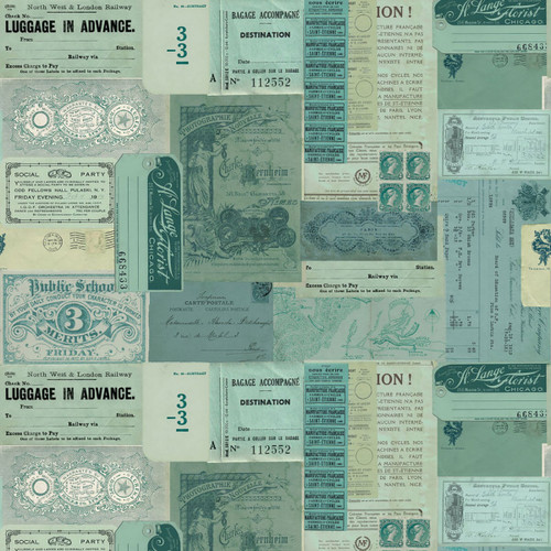FreeSpirit Fabrics Teal Palette by Tim Holtz Teal Blue Ephemera