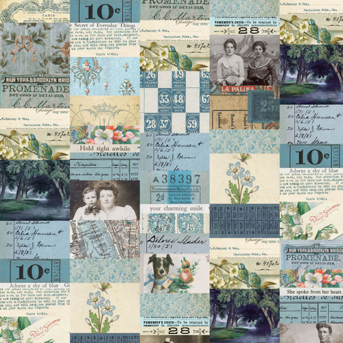 FreeSpirit Fabrics Blue Palette by Tim Holtz Blue Collage Blue