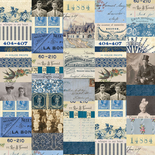 FreeSpirit Fabrics Indigo Palette by Tim Holtz Indigo Blue Collage