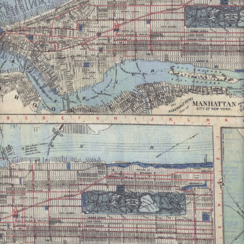 FreeSpirit Fabrics Indigo Palette by Tim Holtz Indigo Blue Map