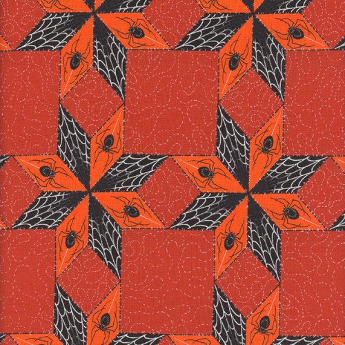 FreeSpirit Fabrics Costumes & Cobwebs by Club Hauer Stars and Spiders Orange