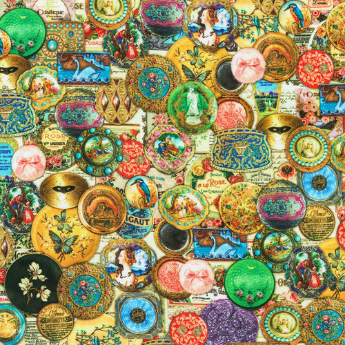 Robert Kaufman Fabrics Library of Rarities Vintage Cameo Porcelain Medallions