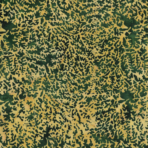Island Batik Fabrics Paradise Palms Coral Green Spinach