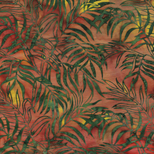 Island Batik Fabrics Paradise Palms Palm Cluster Red Brick