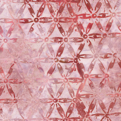 Island Batik Fabrics Peach Blossom Claudia Pfeil Floral Hexies Pink Carnation