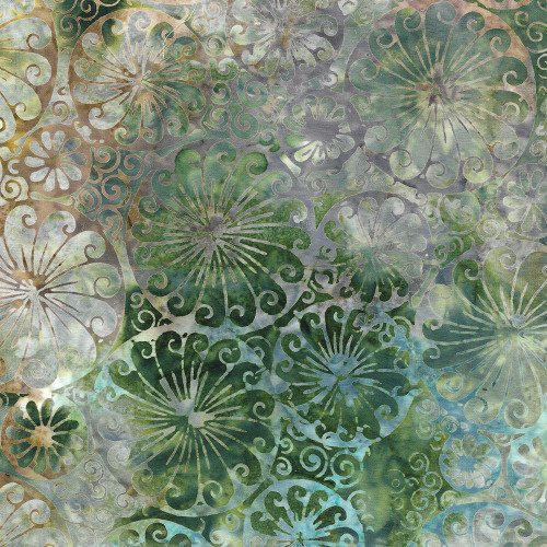 Island Batik Fabrics Peach Blossom Claudia Pfeil Abstract Citrus Multi Blue Teal Denim