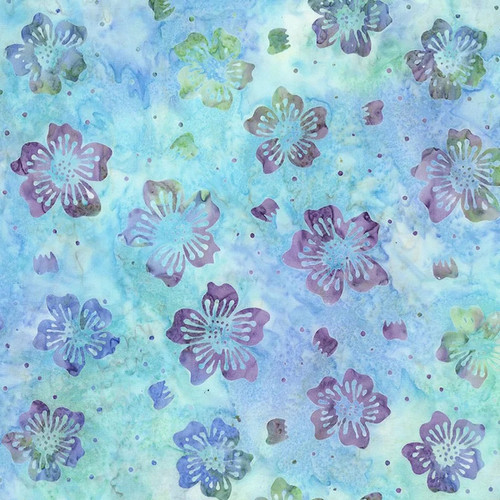 Island Batik Fabrics Shadow Blooms Medium Floral Multi Turquoise Green