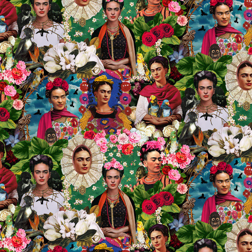 Timeless Treasures Fabrics Esperanza Frida Kalo Portrait Collage Multi