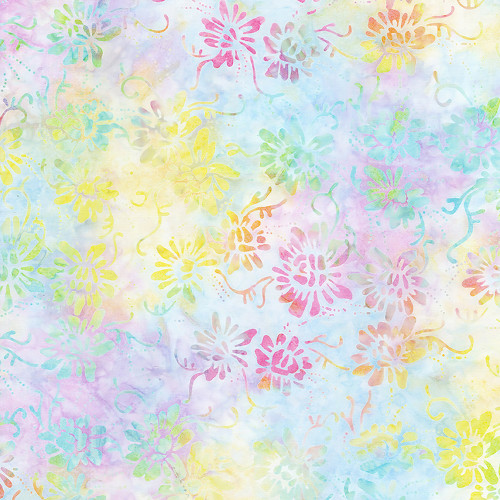 Timeless Treasures Fabrics Pastel Tonga Batiks Unicorn Cute Medium Flowers