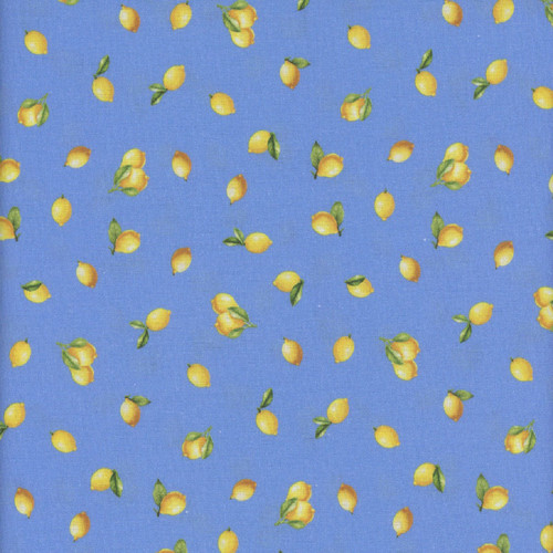 Timeless Treasures Fabrics Limoncello Blue Tossed Mini Lemons